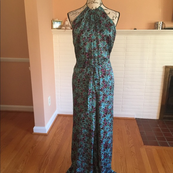 Karen Zambis Vintage Couture Pants - Karen Zambos Blue Floral Jumpsuit